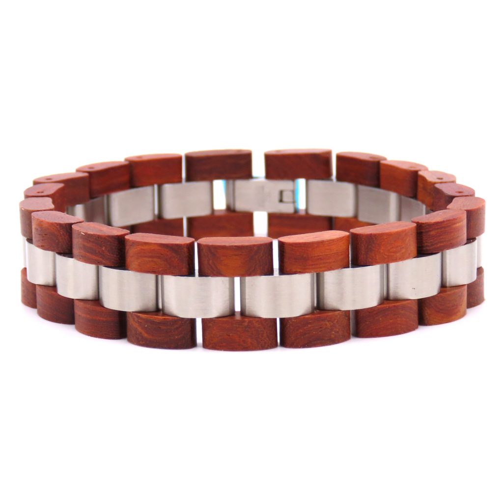 Heren Houten Armband – Redwood & Roestvrij Staal 15mm