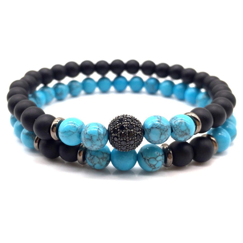 Alegio Black/Light-Blue armbandenset