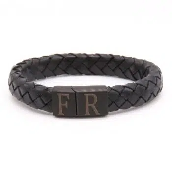Feyenoord Rotterdam Armband zwarte Rvs sluiting zwart leer