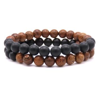 Zwart-Bruin-Hout armbanden set