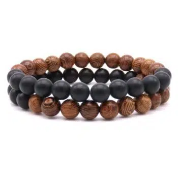 Zwart-Bruin-Hout armbanden set