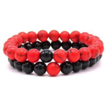 Zwart Rood armbanden set