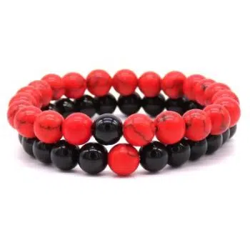 Zwart Rood armbanden set