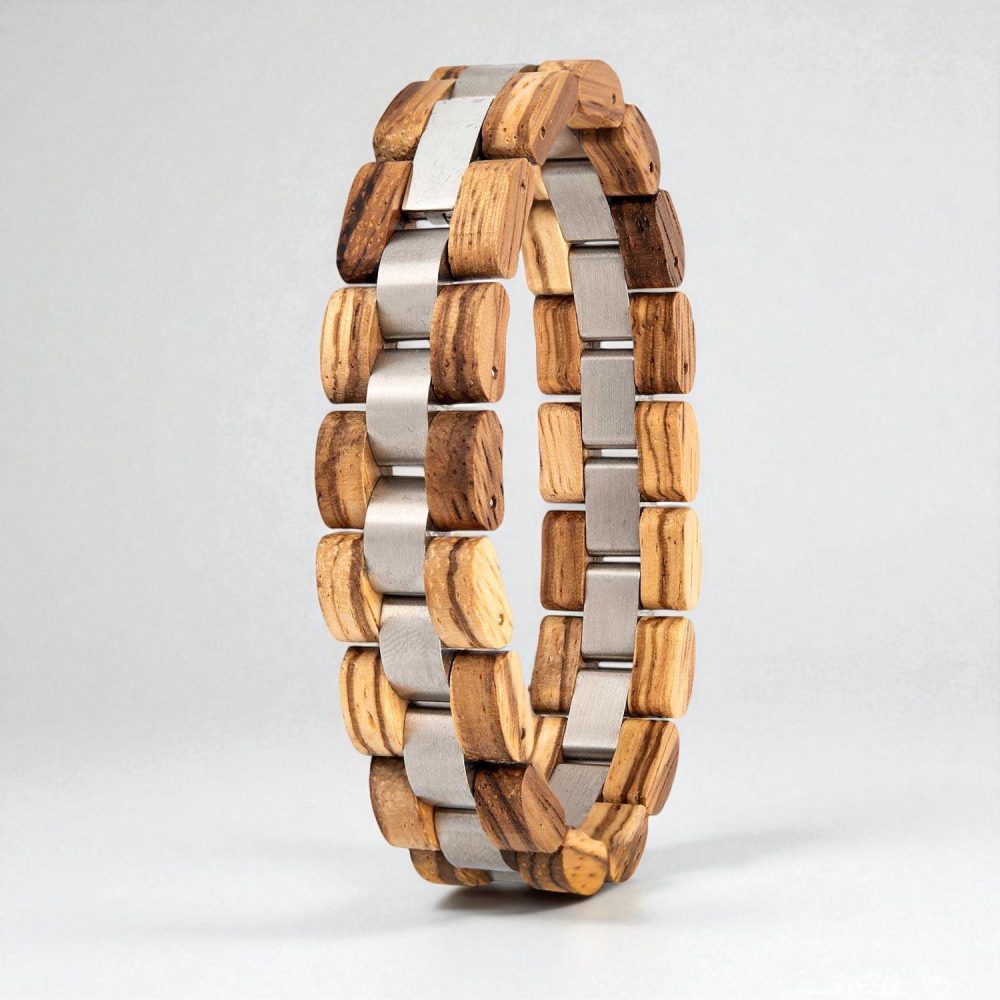Stoere Herenarmband van Zebra-hout – Uniek Streepdesign & Natuurlijke Charme - Afbeelding 4