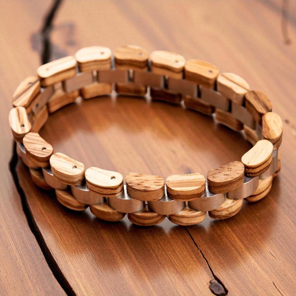 Stoere Herenarmband van Zebra-hout – Uniek Streepdesign & Natuurlijke Charme - Afbeelding 2