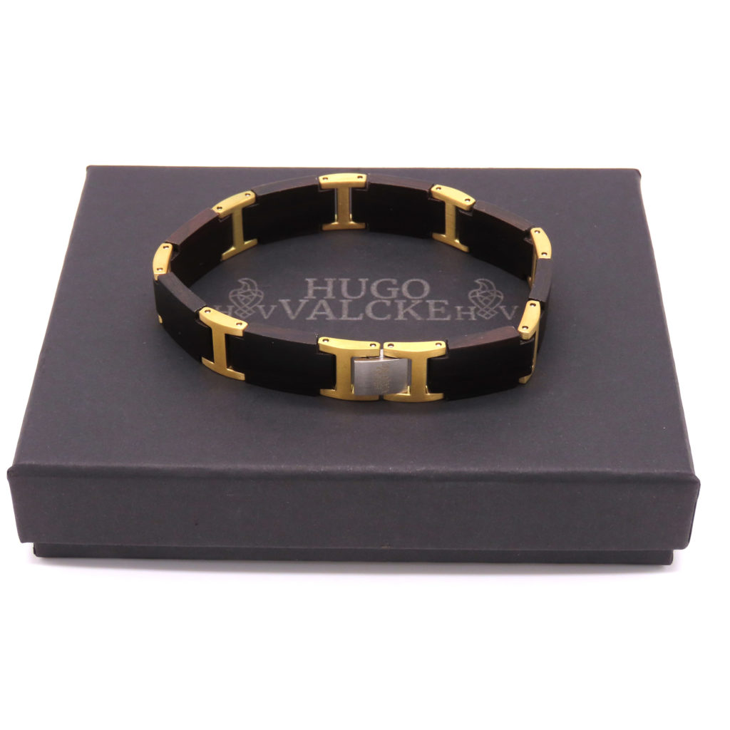 Hugo Valcke Wood-Black-Gold Armband 14mm - Afbeelding 4