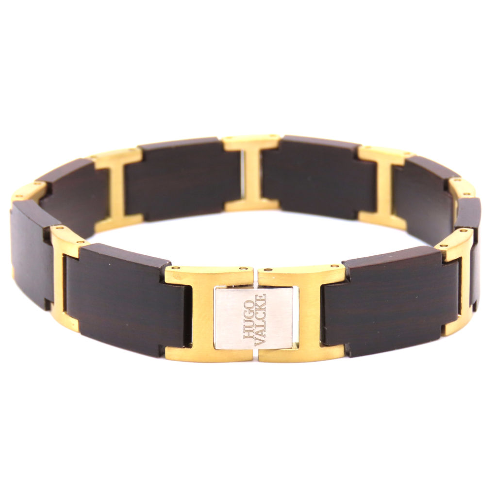 Hugo Valcke Wood-Black-Gold Armband 14mm
