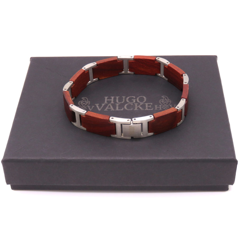Hugo Valcke Wood-Brown-Silver Armband 14mm - Afbeelding 4