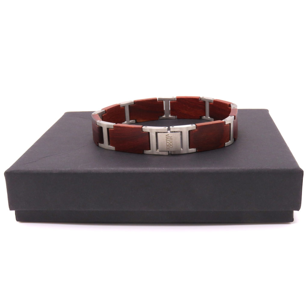 Hugo Valcke Wood-Brown-Silver Armband 14mm - Afbeelding 3