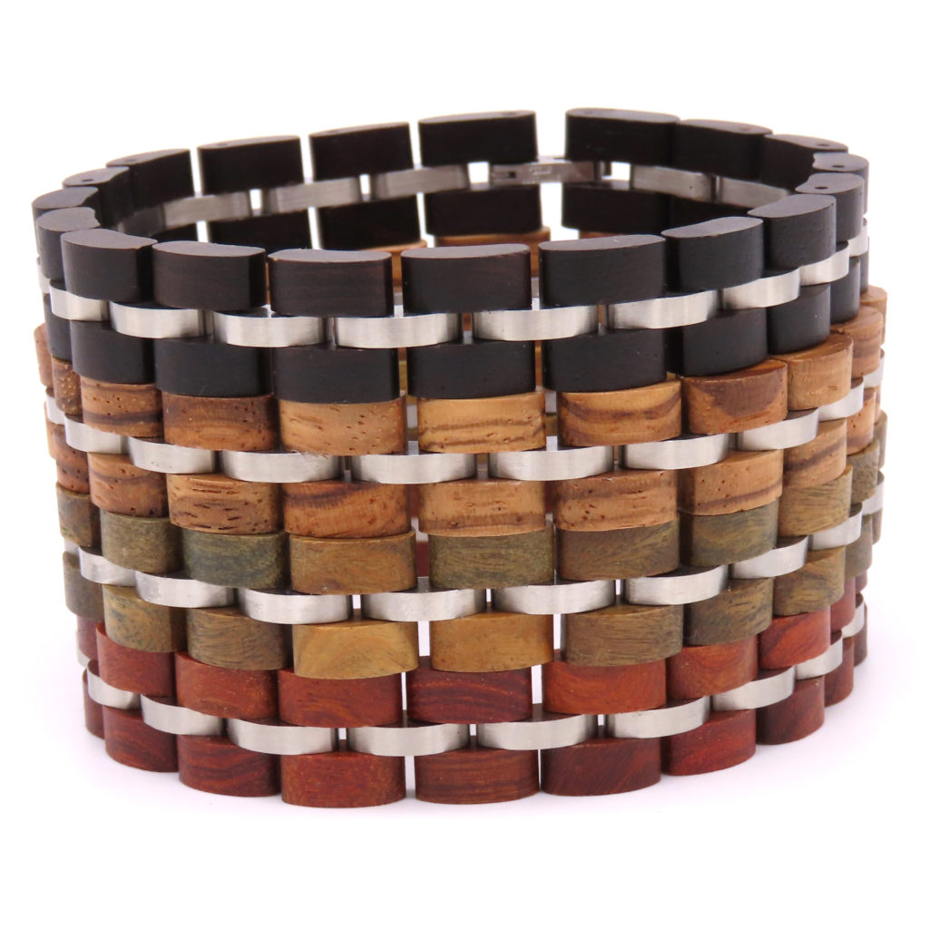 Heren Armband Redwood Hout & Roestvrij Staal – 12mm Brede Armband - Afbeelding 3