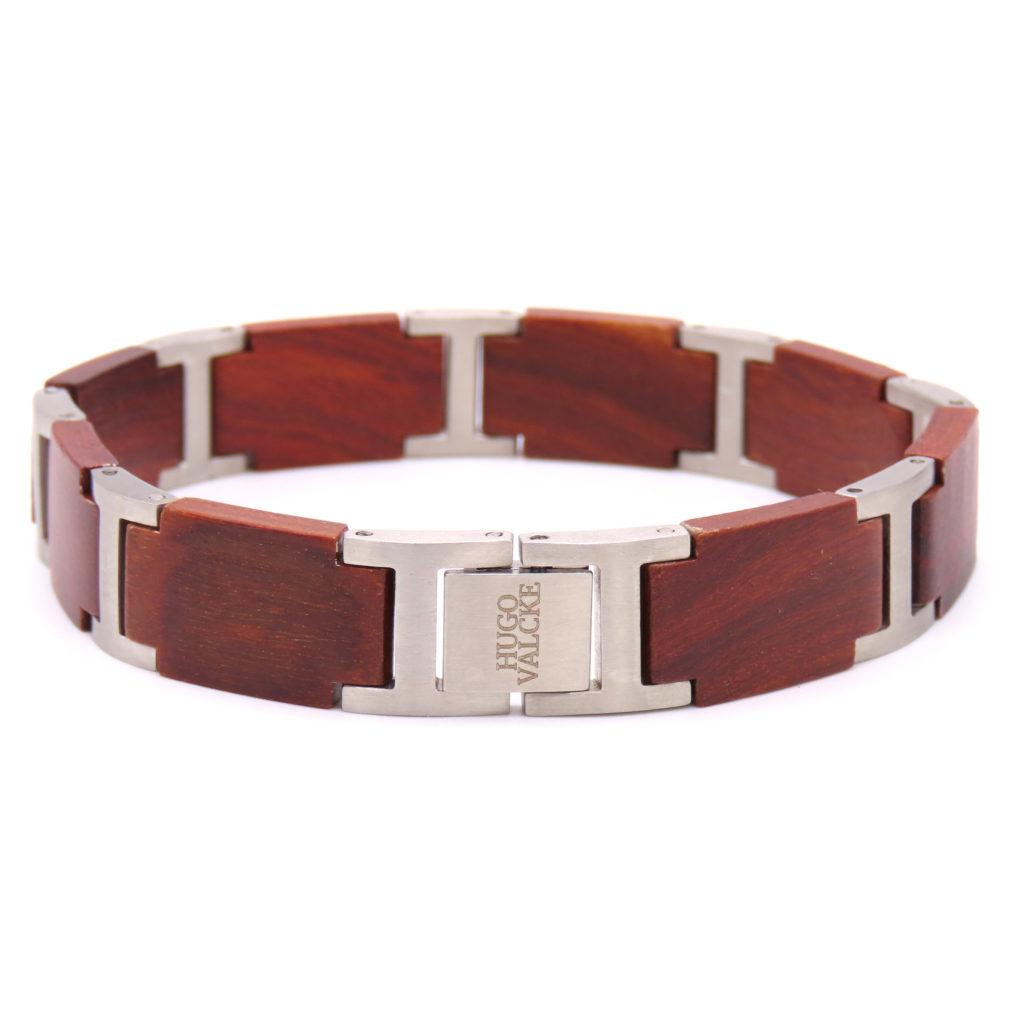 Hugo Valcke Wood-Brown-Silver Armband 14mm