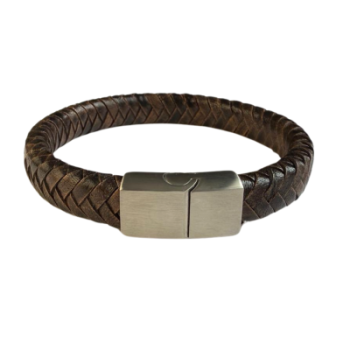 Gevlochten Armband bruin met initialen | 4 Kleuren - Afbeelding 4