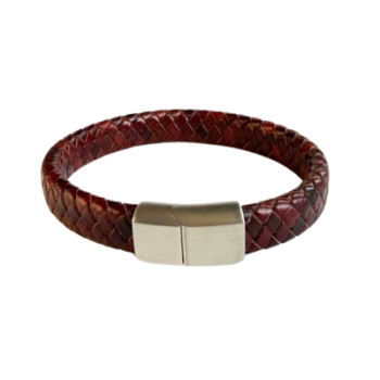 Luxe Gevlochten Armband Bordeaux - Afbeelding 3