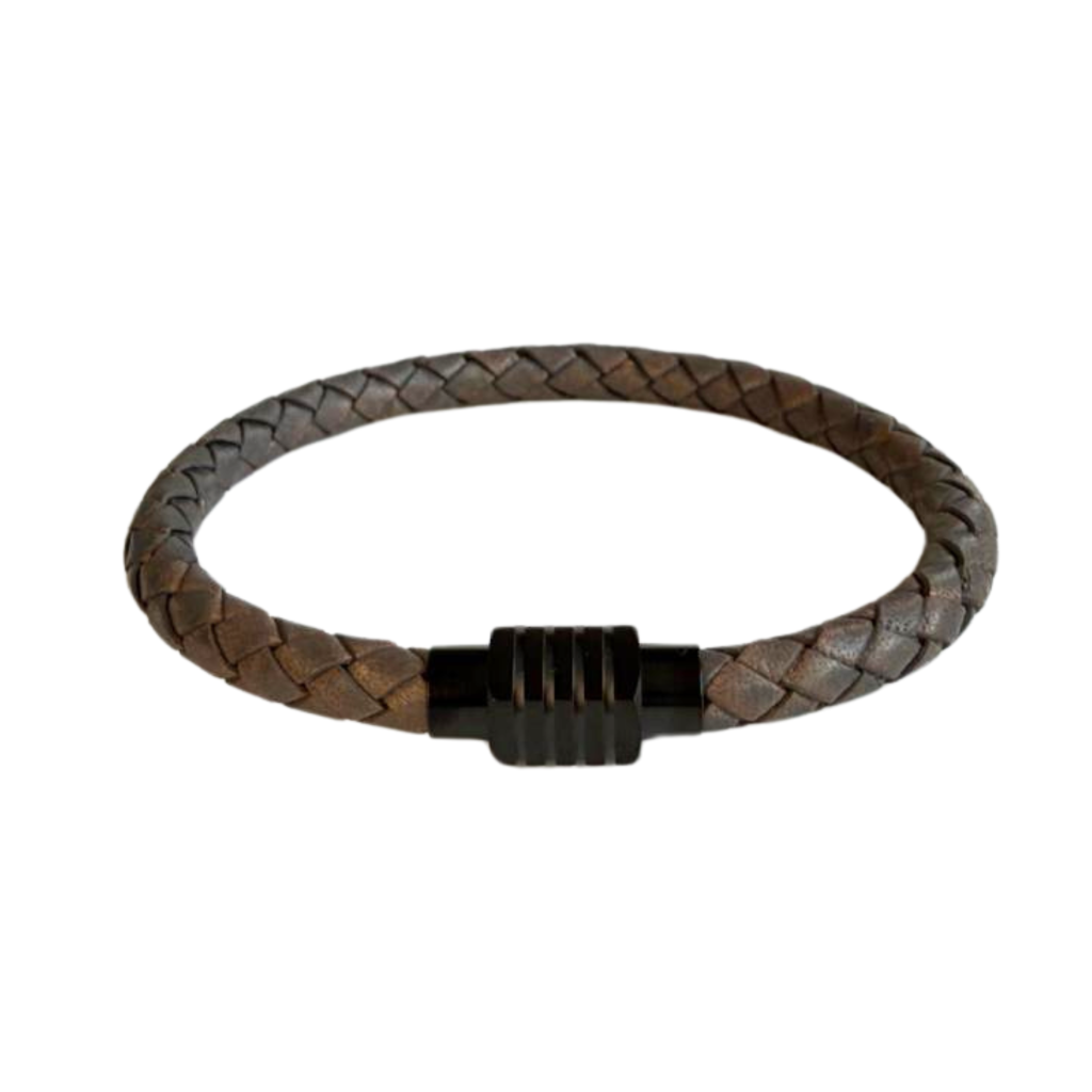 Rond Gevlochten Armband Donker Grijs