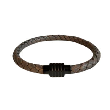 Rond Gevlochten Armband Donker Grijs
