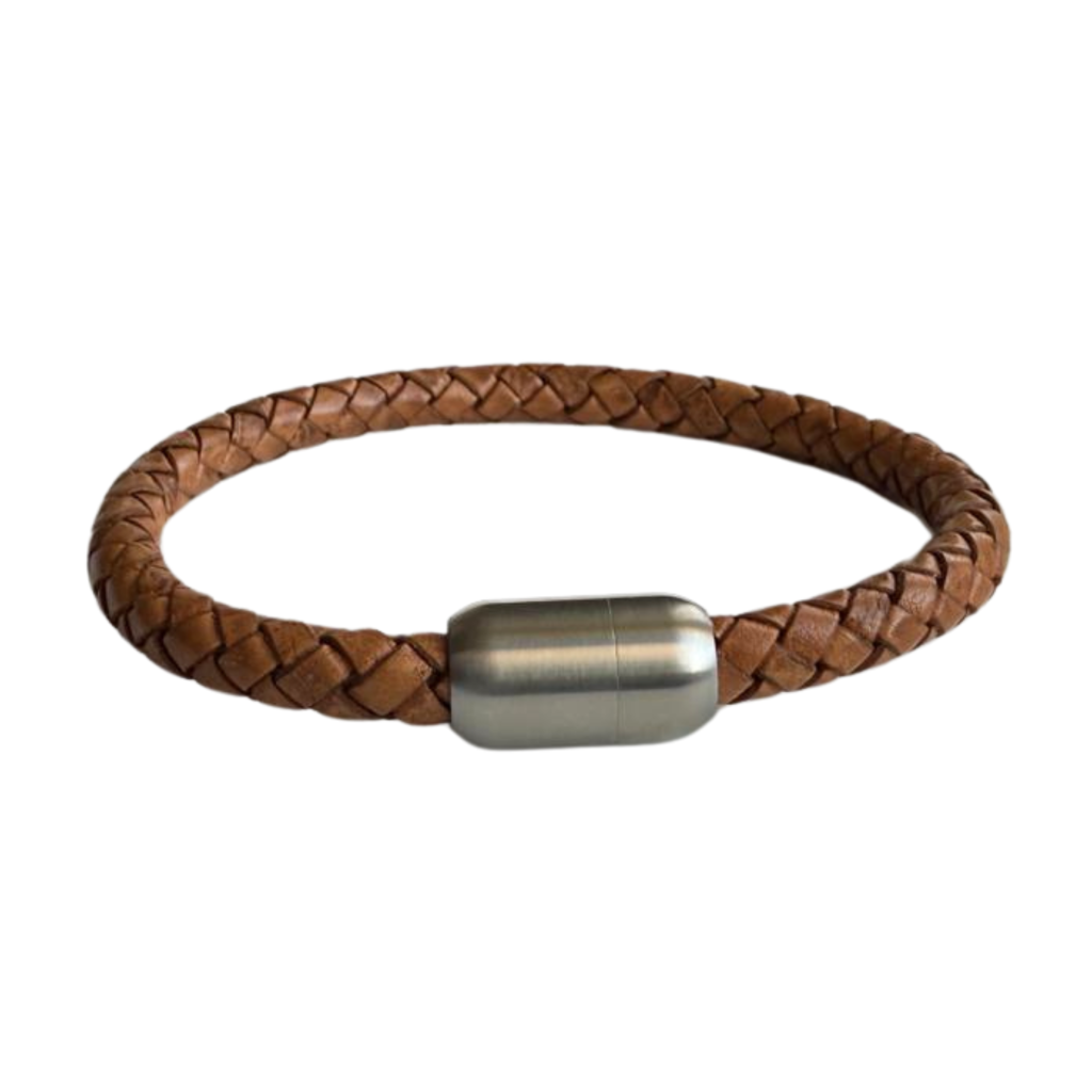 Rond Gevlochten Leren Armband bruin - Afbeelding 2