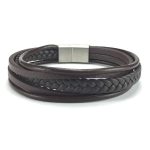 Flat & Twisted bruin Leren armband