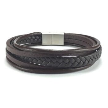 Flat & Twisted bruin Leren armband