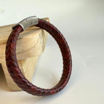 Luxe Gevlochten Armband Bordeaux - Afbeelding 2