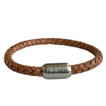 Graveer Armband Gevlochten Leer