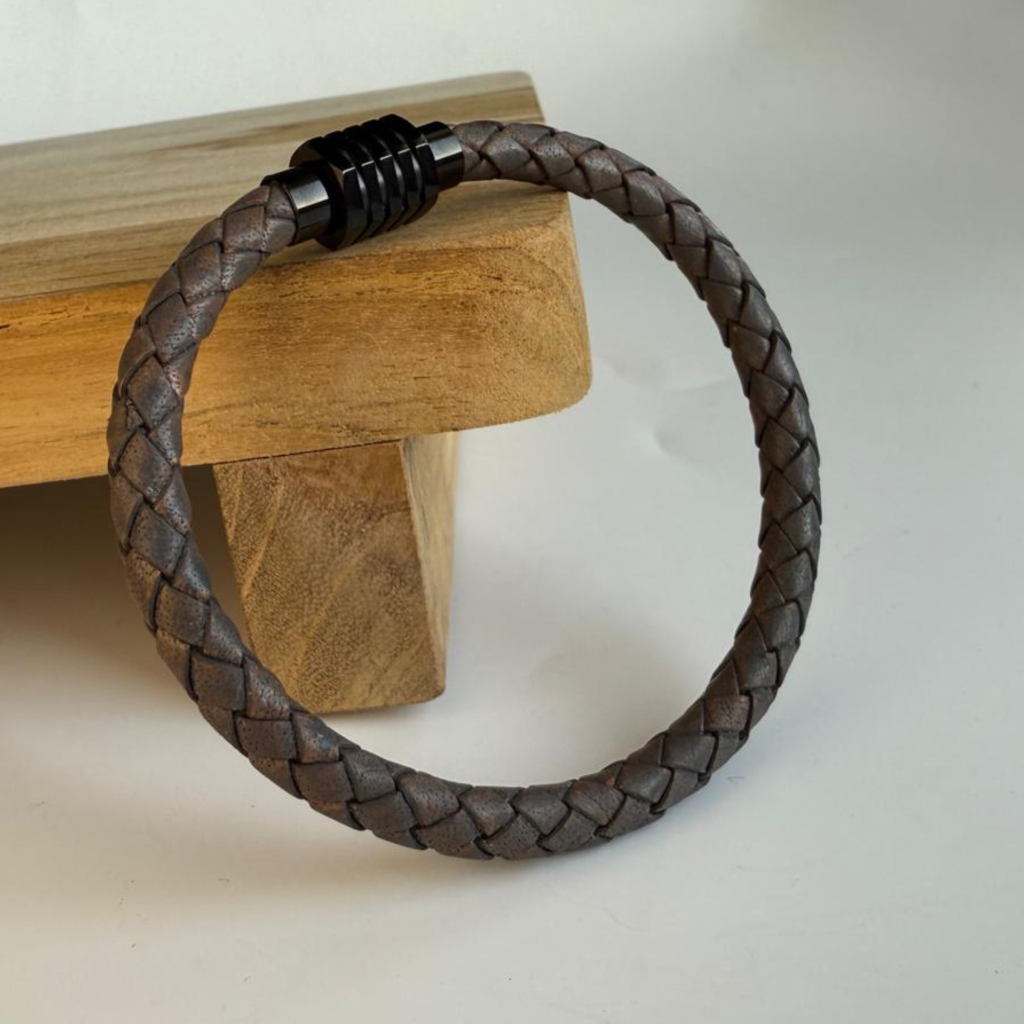 Rond Gevlochten Armband Donker Grijs - Afbeelding 2