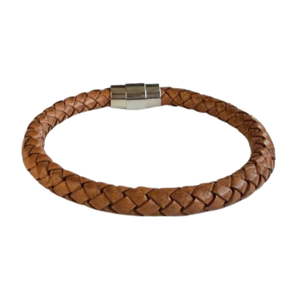 Rond Gevlochten Leren Armband bruin - Afbeelding 2