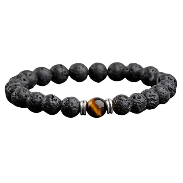 Armband Volcanic lava & Yellow Tiger Eye