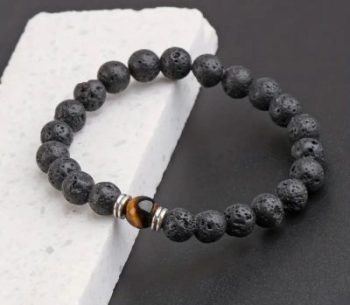 Armband Volcanic lava & Yellow Tiger Eye - Afbeelding 2