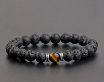 Armband Volcanic lava & Yellow Tiger Eye - Afbeelding 4