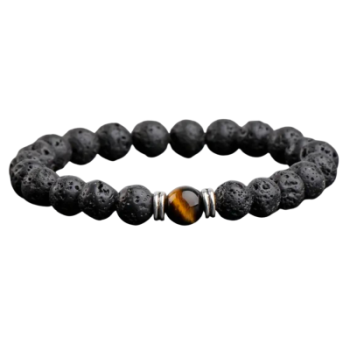 Armband Volcanic lava & Yellow Tiger Eye
