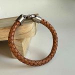 Rond Gevlochten Leren Armband bruin