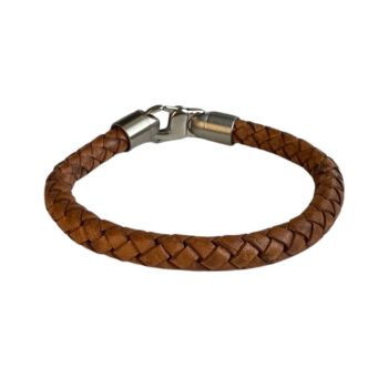Rond Gevlochten Leren Armband bruin - Afbeelding 2